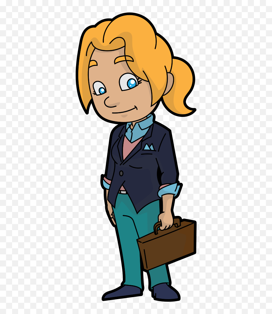 A Trendy Cartoon Businesswoman - Cartoon Emoji,Emoji Shirt And Pants