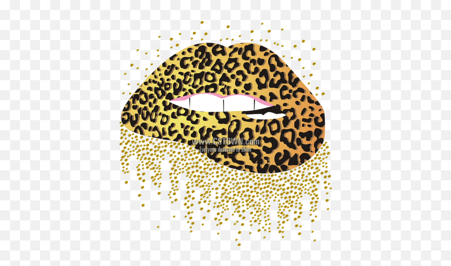 Leopard Printed Lips Heat Transfer - Leopard Print Lips Png Emoji,Leopard Emoji