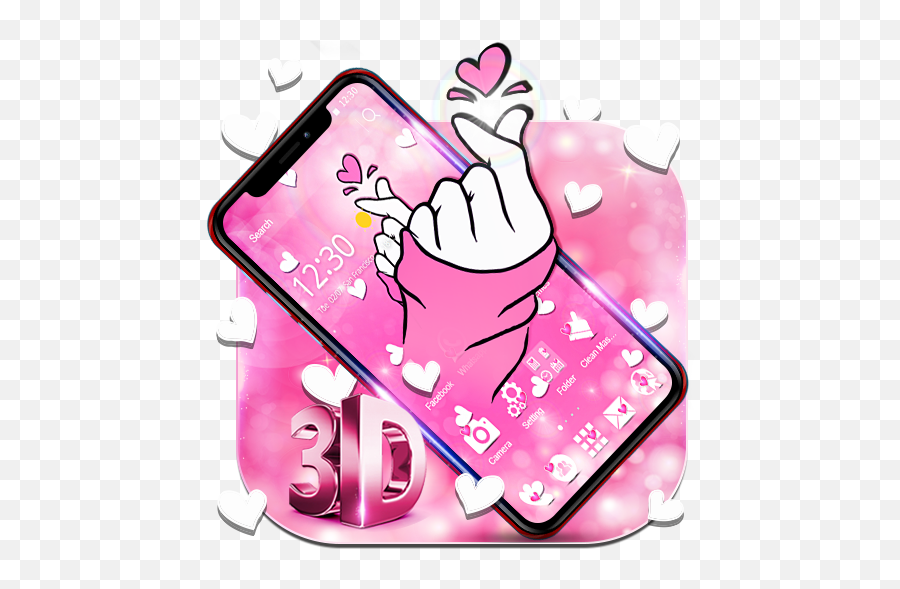 Glamorous Pink Love Sign - Clip Art Emoji,Korean Finger Heart Emoji