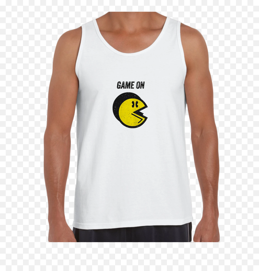 Vintage Pacman Cool Retro 70s 80s Arcade Pc Video Games - Mens White Tank Tops Emoji,:v Emoticon