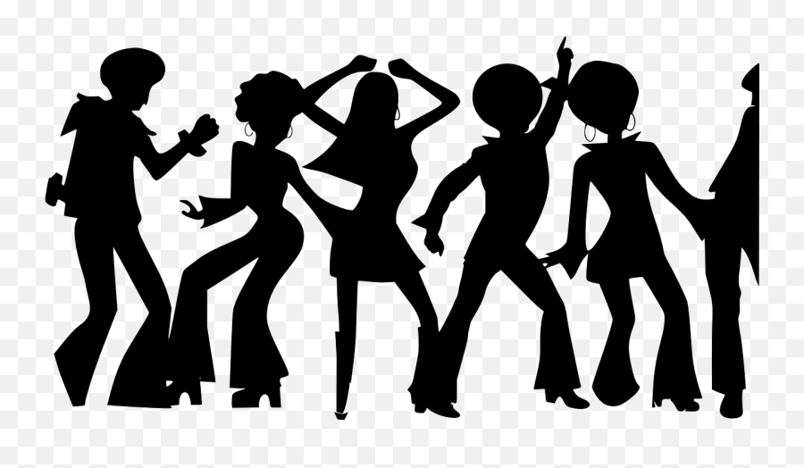 Disco Dance Black Silhouettes Dancers - Silhouette Emoji,Disco Ball ...