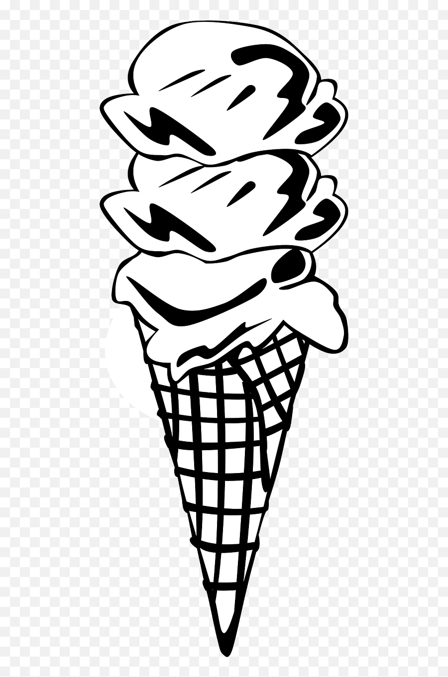 Ice Cream Cone Food Dessert - Ice Cream Clipart Black And White Emoji,Ice Cream Sundae Emoji