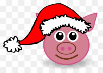 Funny Piggy Face Vector Image - Peppa Santa Hat Emoji