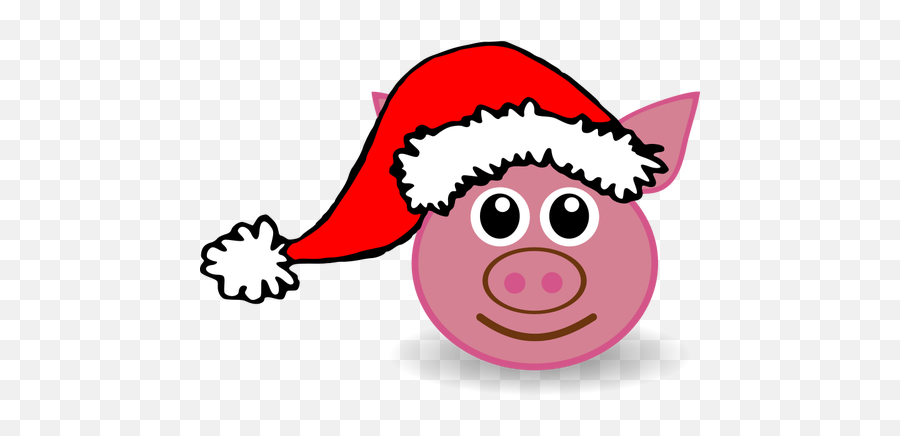 Funny Piggy Face Vector Image - Peppa Pig Santa Hat Emoji,Lady And Pig Emoji