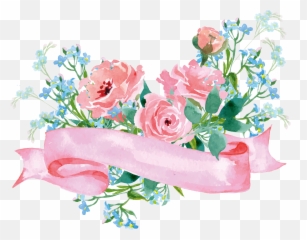 Download Flower Garden Decoration Roses Paper Floral Clipart - Watercolor Flowers Png Blue Pink Emoji,Roses Emoticon