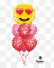 I Love You Hearts Script Standard Red Fashion Rose Assortment Latex Round 11in275cm - Qualatex Emoji
