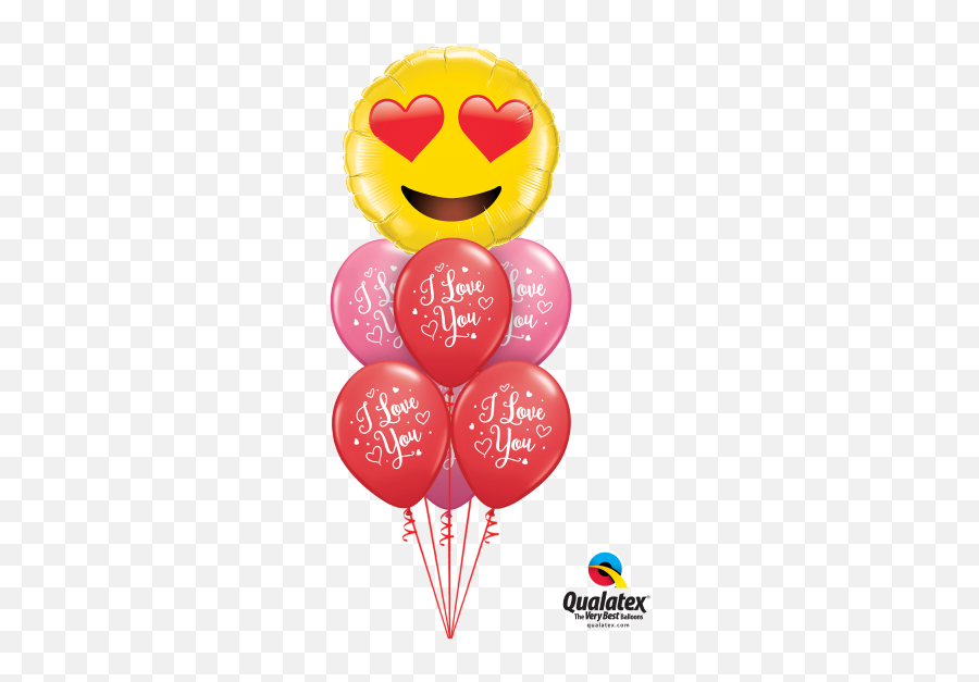 I Love You Hearts Script Standard Red And Fashion Rose Assortment Latex Round 11in275cm - Qualatex Emoji,I Love You Emoticon