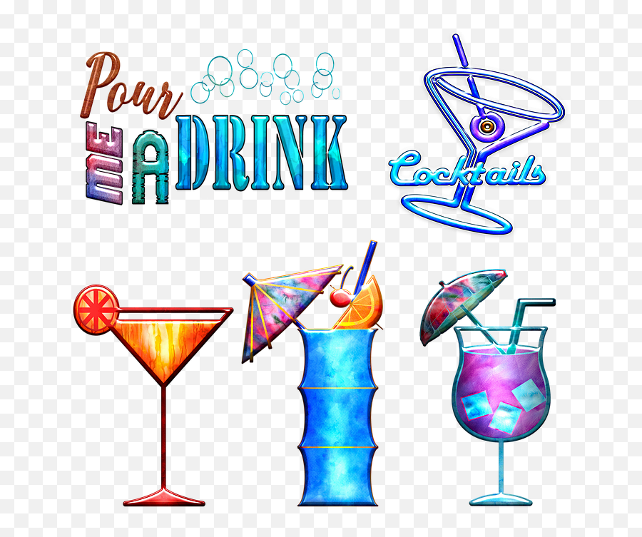 Watercolor Cocktails Alcohol Paint Emoji,Martini Party Emoji