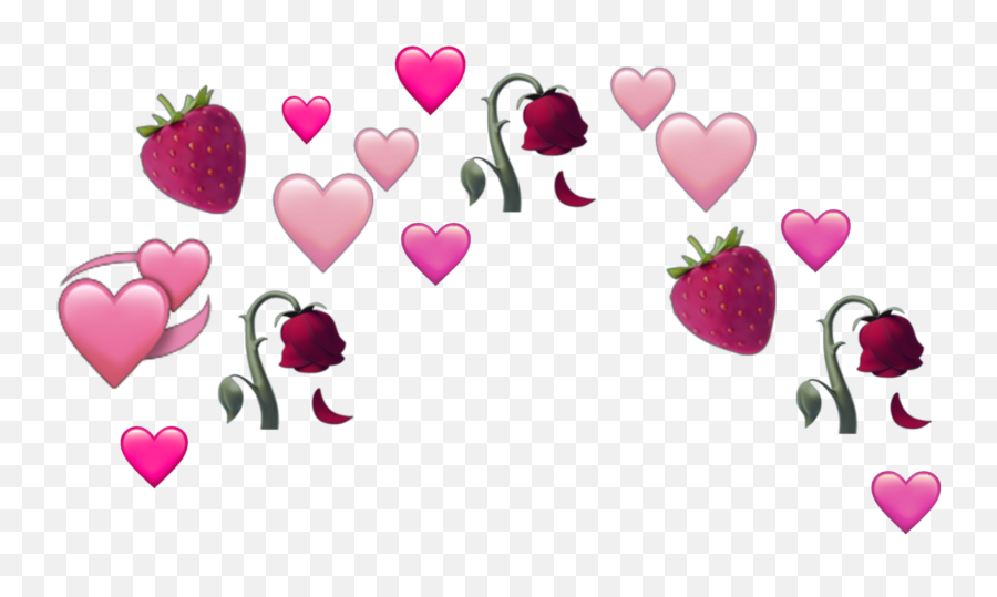 Milukyun Iphone Iphoneemoji Emoji Emojis Rose Heart Pin - Emoji Crown Aesthetic Pink Png,Berry Emoji