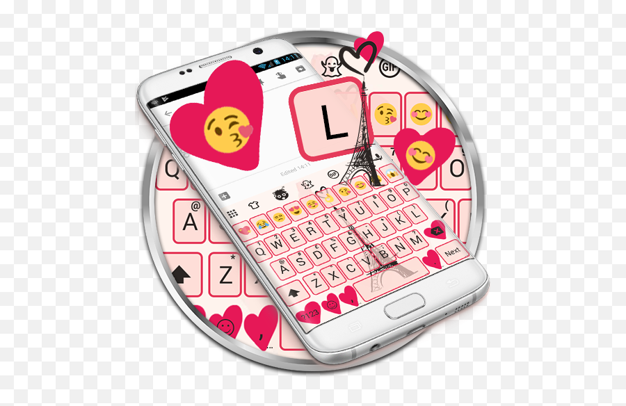 Download Paris Pink Eiffel Emoji Keyboard Theme For Android,Emoji Numbers