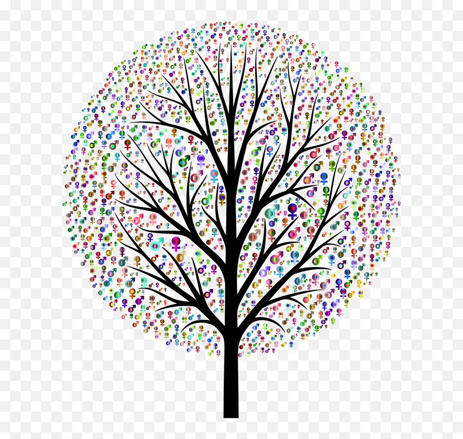 Png Chromatic Gender Symbols Tree - Black Printable Tree Silhouette Emoji,Gender Symbol Emoji