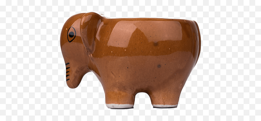 Elephant Shape Textured Brown Ceramic Planter - Solid Emoji,Bison Emoji