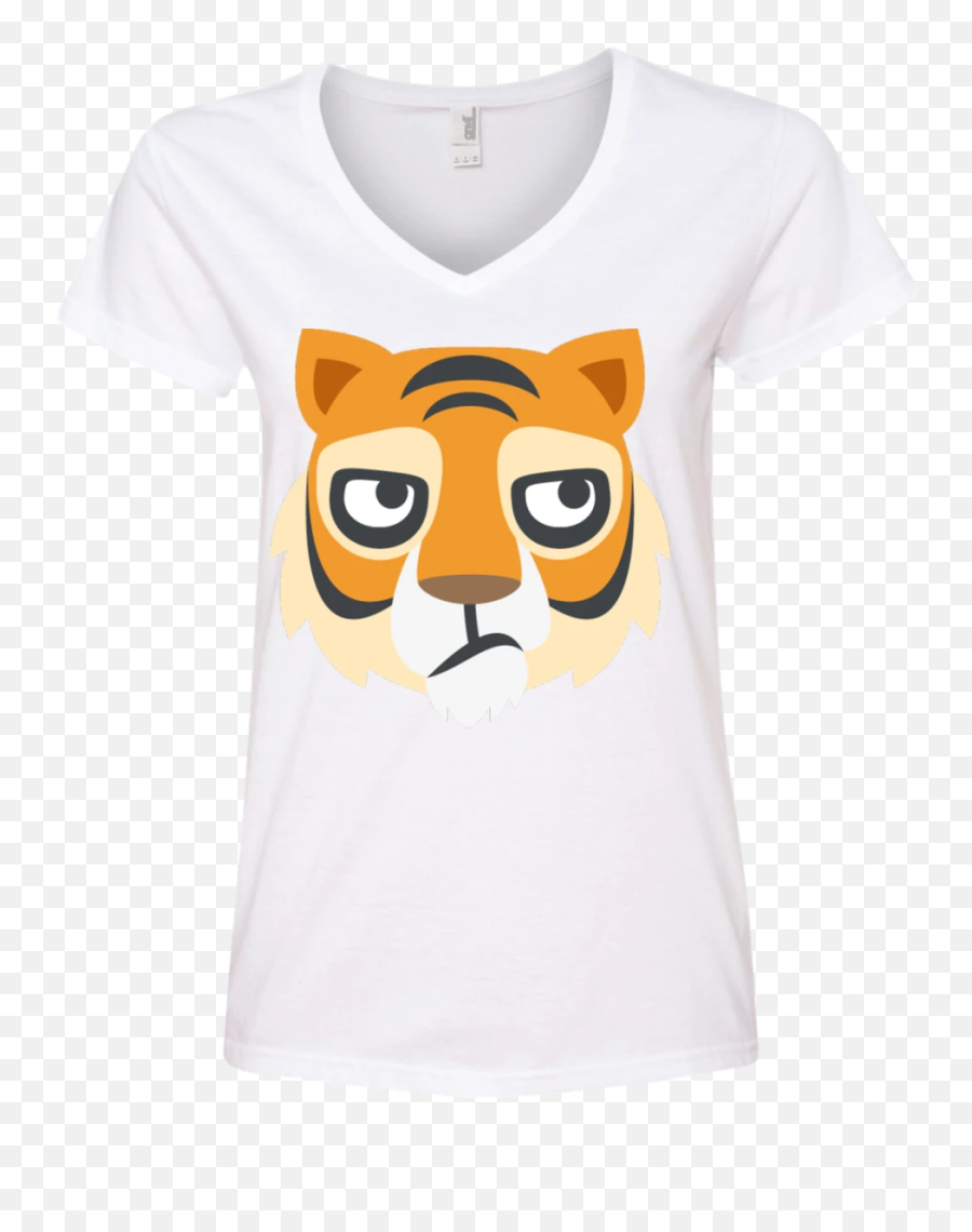 Tiger Face Emoji Ladiesu0027 V - Neck Tshirt U2013 Wind Vandy Short Sleeve,:v Face Emoji