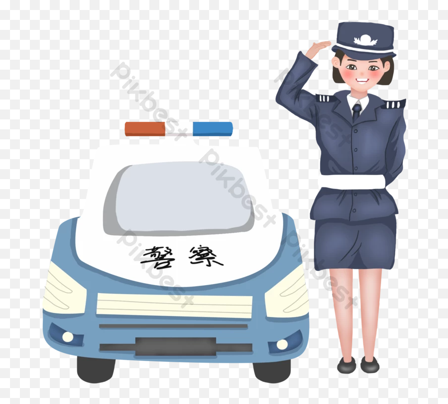 Female Police Hand Drawn Cartoon Illustration Png Images - Police Car Emoji,Policeman Emoji