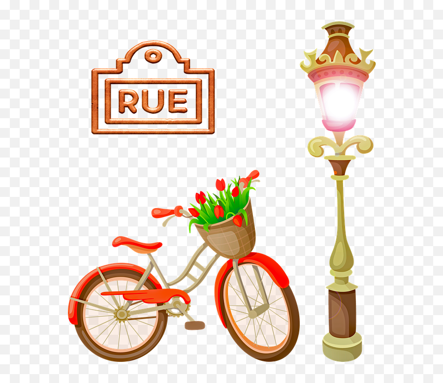 French Bicycle Lightpost - French Decorations Drawings Emoji,French Bulldog Emoji