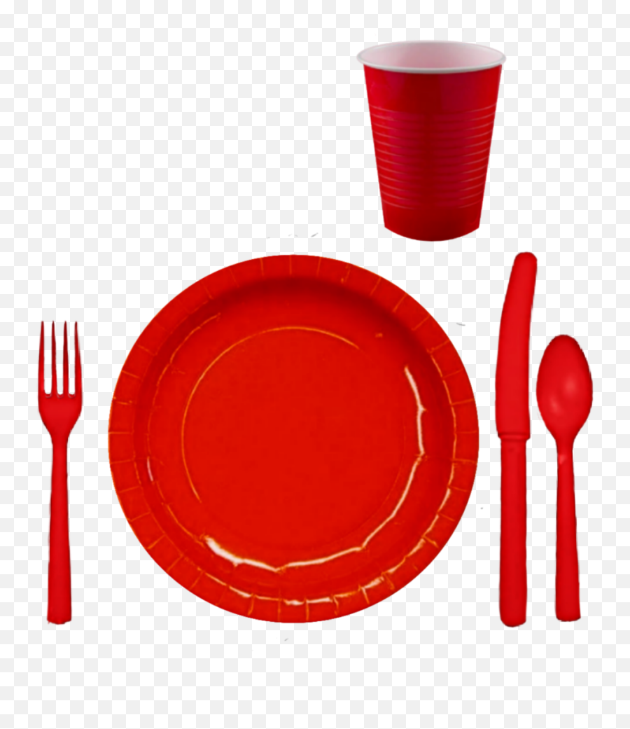 Red Plate Silverware Knife Fork Spoon - Fork Emoji,Silverware Emoji
