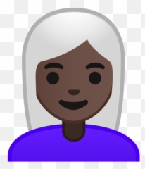 u200d Woman Dark Skin Tone White Hair Emoji - Medium Elf