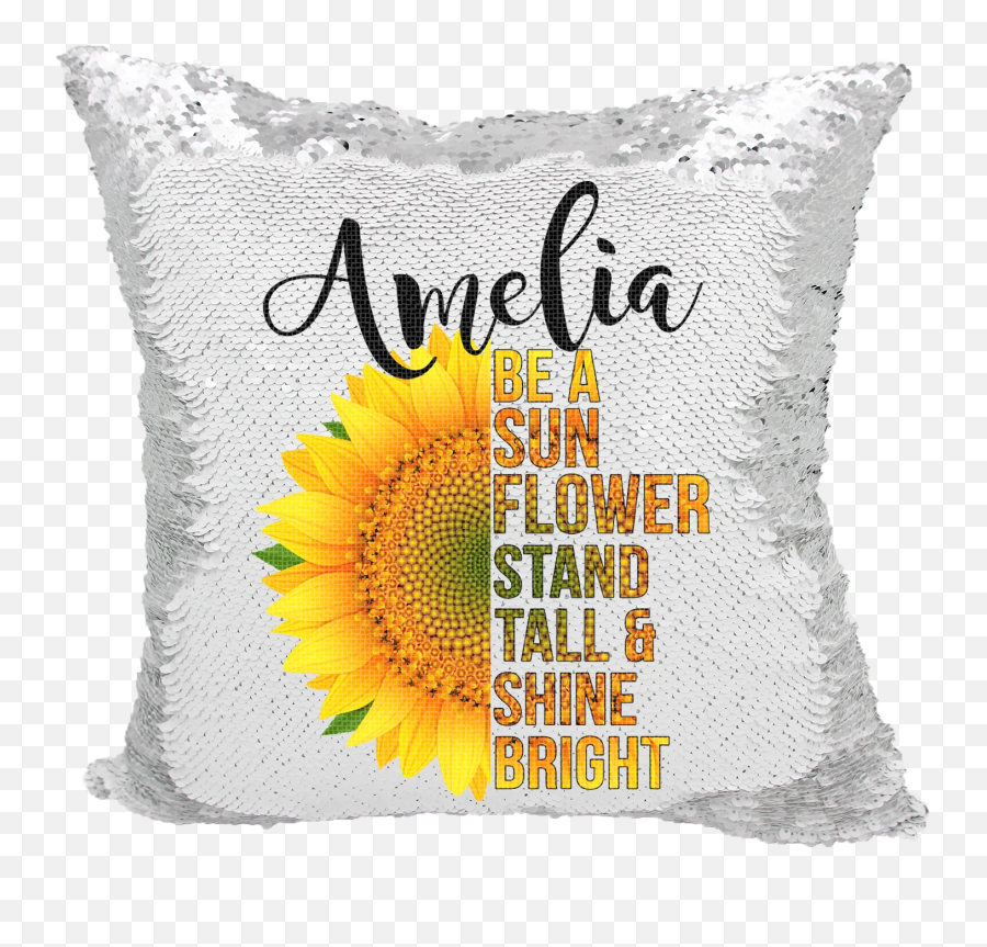 Handmade Personalized Be A Sunflower Quote Reversible Sequin Pillow Case - Throw Pillow Emoji,Happy Emoji Pillow