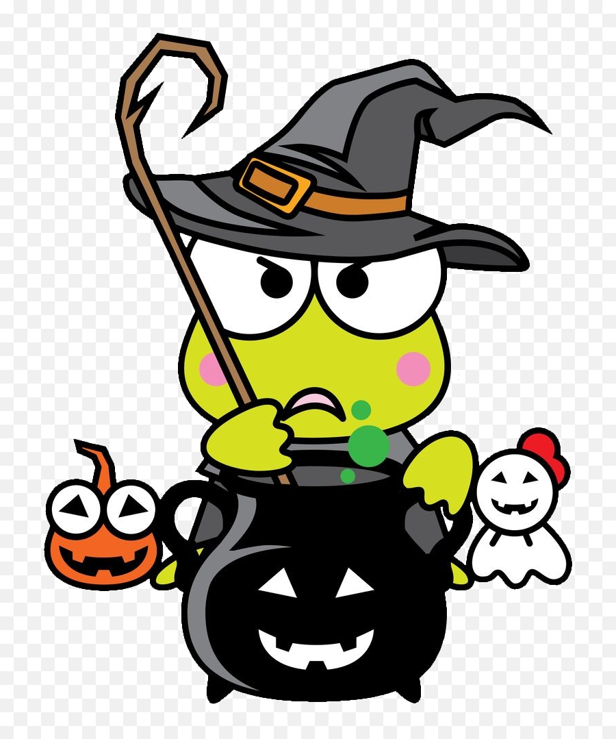 Keroppi Witch Pumpkin Halloween Ghost - Clip Art Emoji,Ghost Emoji Pumpkin