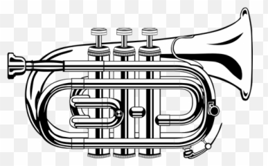 Vector Illustration Of Pocket Trumpet - Trumpet Black And White Clipart Emoji,Blow Kiss Emoticon