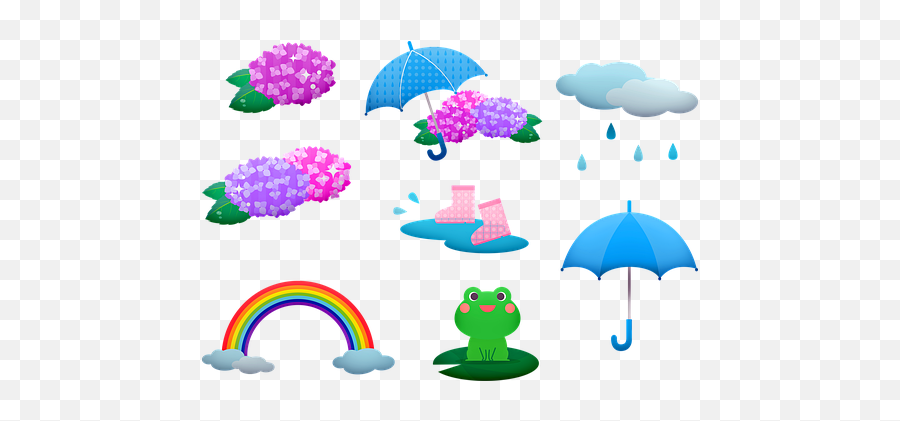 Free Kawaii Cute Illustrations - Rain Emoji,Purple Pickle Emoji