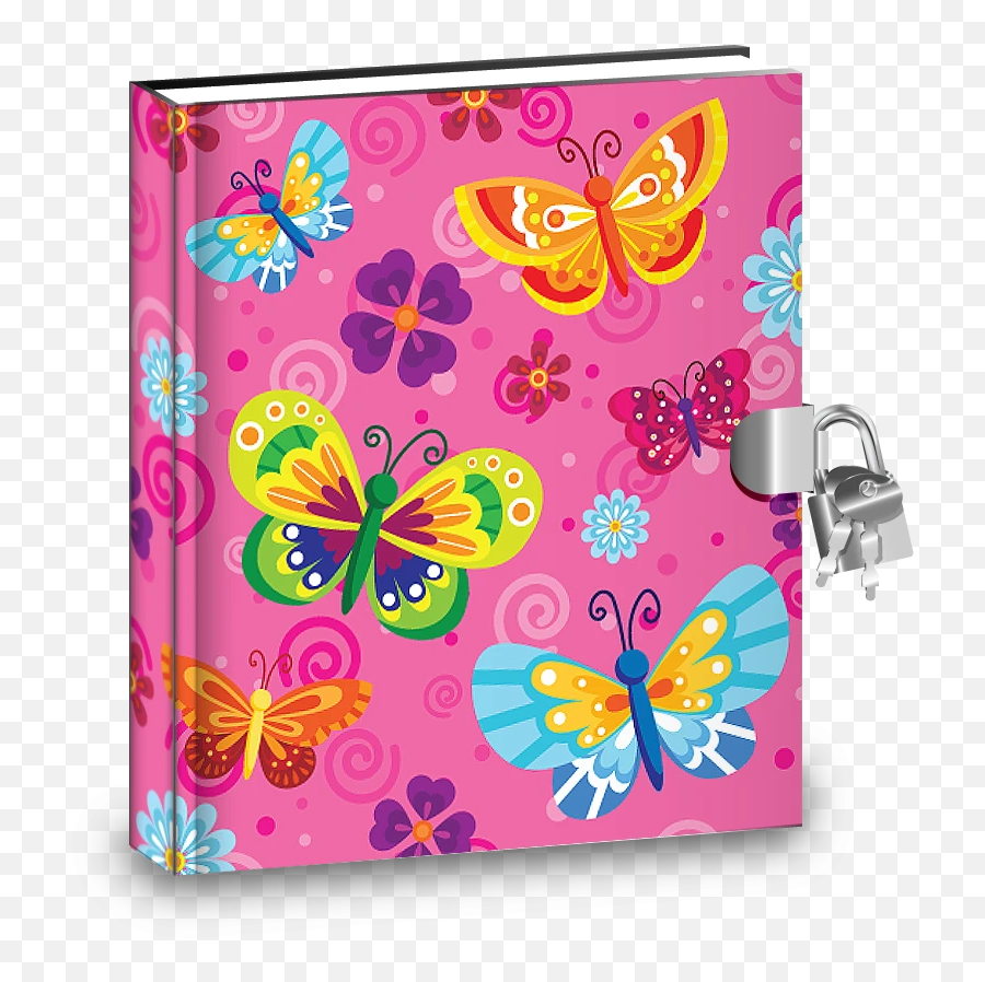 Gift Idea Pink Butterfly Kids Diary With Lock - Wallet Emoji,Butterfly Emoji