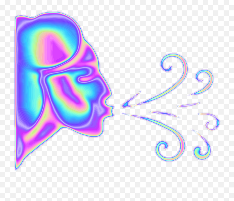 Holo Holographic Blowing Emoji Smoke Wind Freetoedit - Illustration,Smoke Emoji