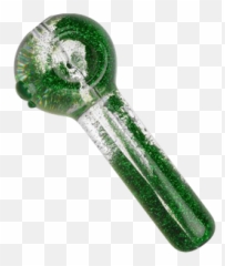 Glitter Spoon Liquid Hand Pipe - Glittery Green Weed Emoji