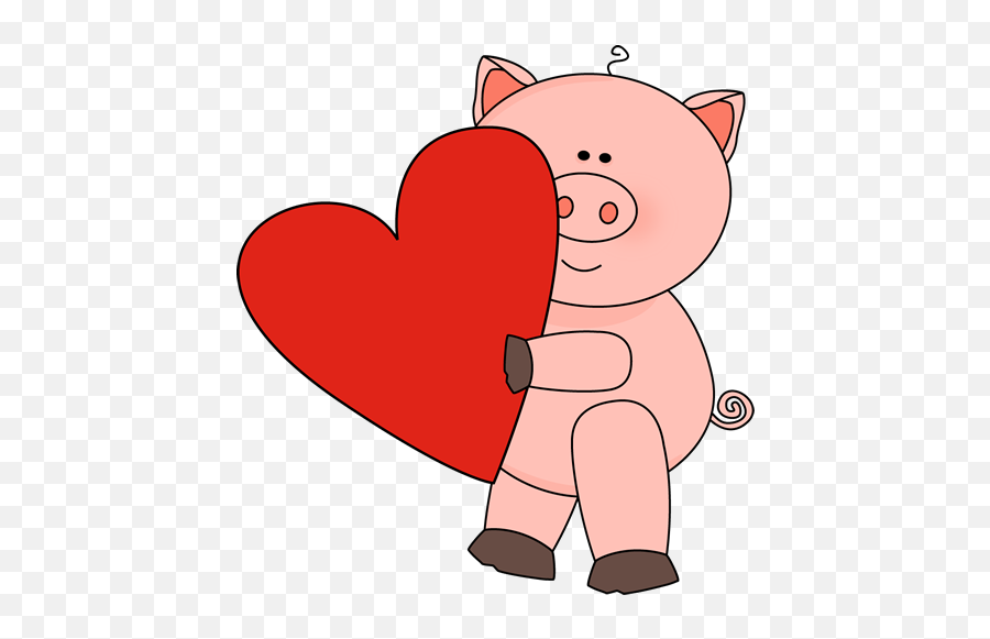 Pig Heart Clipart - Happy Valentines Day Piggy Emoji,Pig Emoticon