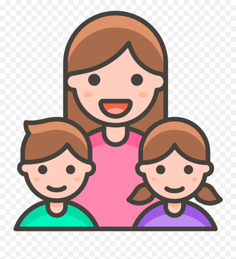 344 - Family Of 4 1 Girl 1 Boy Emoji,Happy Girl Emoji