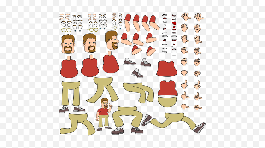 Cartoon Man Body Parts - Clip Art Emoji,Flag Man Food Tv Emoji