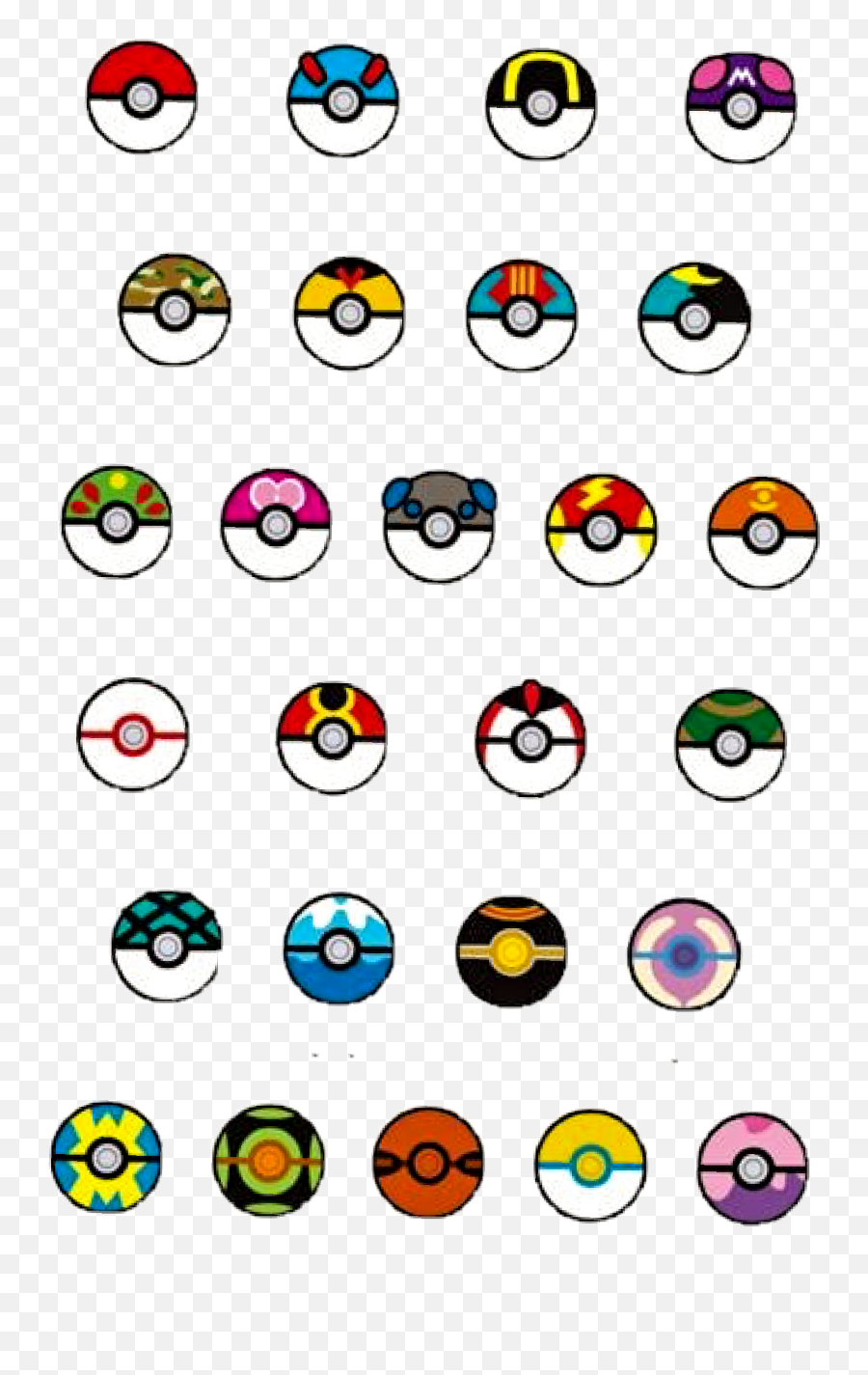 Kawaii Drawings - Pokemon Balls Names Emoji,Kimchi Emoji