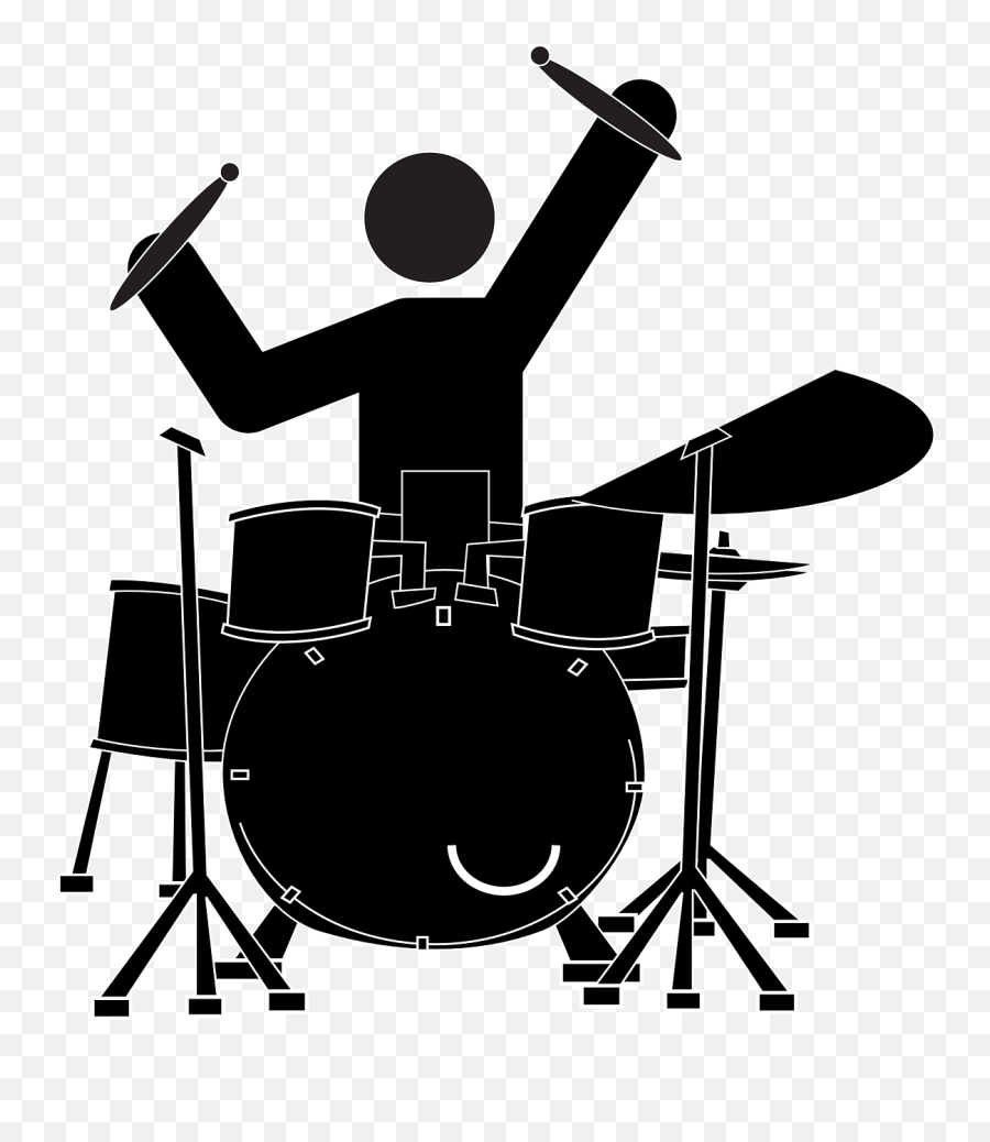 Drummer Set Play Music Stickman - Drummer Clipart Emoji,Emoji Gun And Microphone
