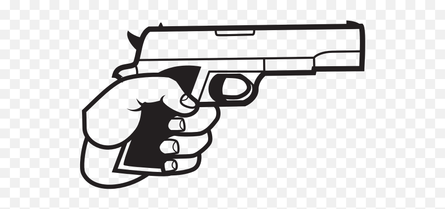 Gun In Hand Silhouette - Hand Gun Clip Art Emoji,Old Gun Emoji