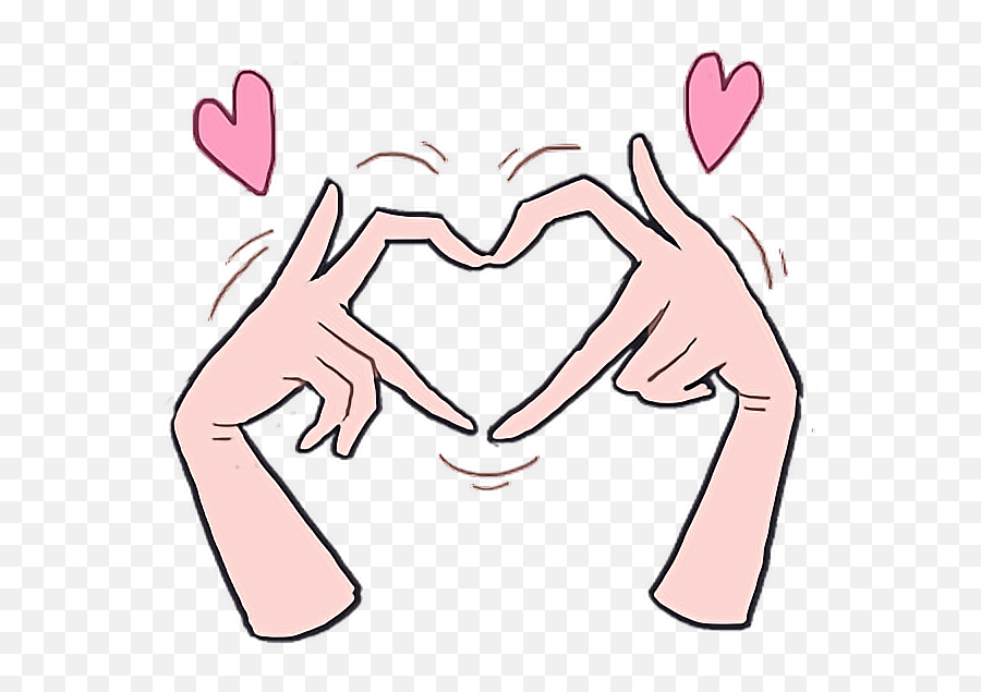 Love Heart Hand Hands Cartoon Lovely - Transparent Pink Tumblr Stickers Emoji,Heart Hands Emoji