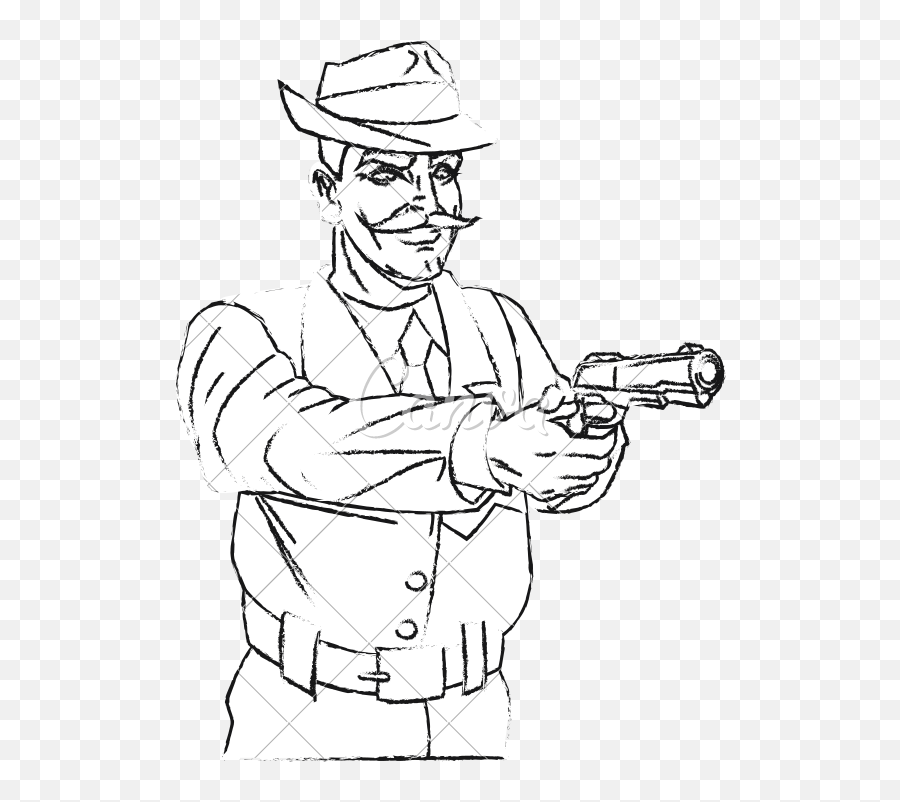 Man Cartoon With Gun - Disegno Uono Co La Pistola Emoji,Finger Gun Emoticon