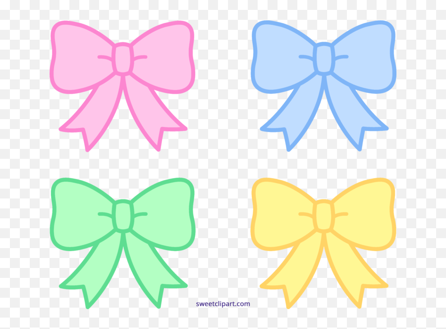 Cute Pastel Bows Ribbons Clipart - Clipart Cute Bow Emoji,Emoji Hair Bows
