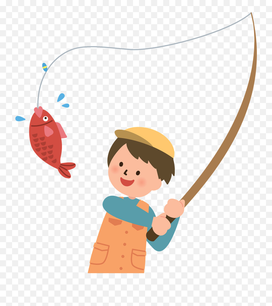Man Fishing Clipart - Fishing Man Cartoon Png Emoji,Fishing Emoji