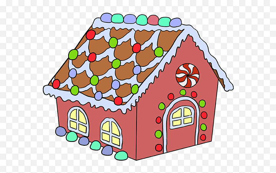 How To Draw A Gingerbread House - Gingerbread House Drawing Step By Step Emoji,House Candy House Emoji