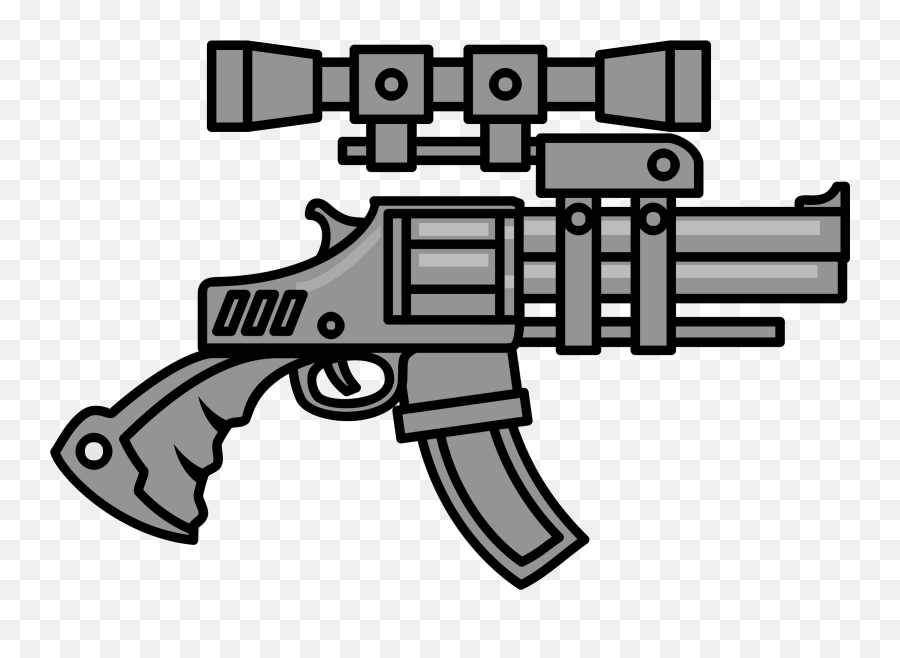 Big Gun With Scope Vector Clipart Image - Machine Gun Cartoon Png Emoji,Old Gun Emoji