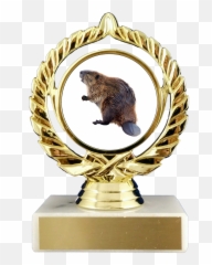 Beaver Logo Trophy On Flat White Marble - Award Emoji