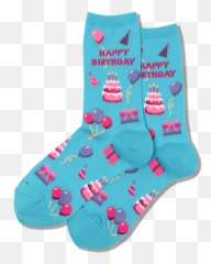 Womens Happy Birthday Crew Socks - Emoji