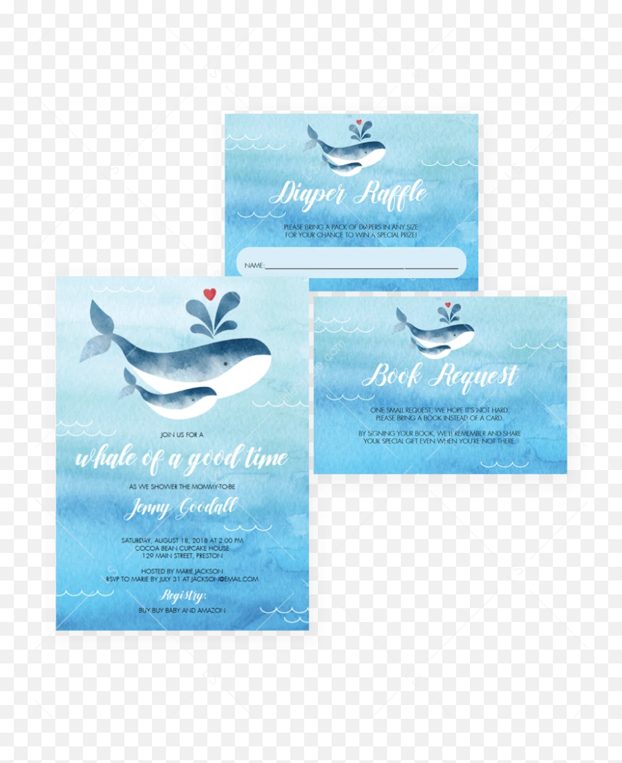 Whale Invitation Set For Boy Baby Shower - Baby Shower Invitation Card Whale Emoji,Whale Emoji Text