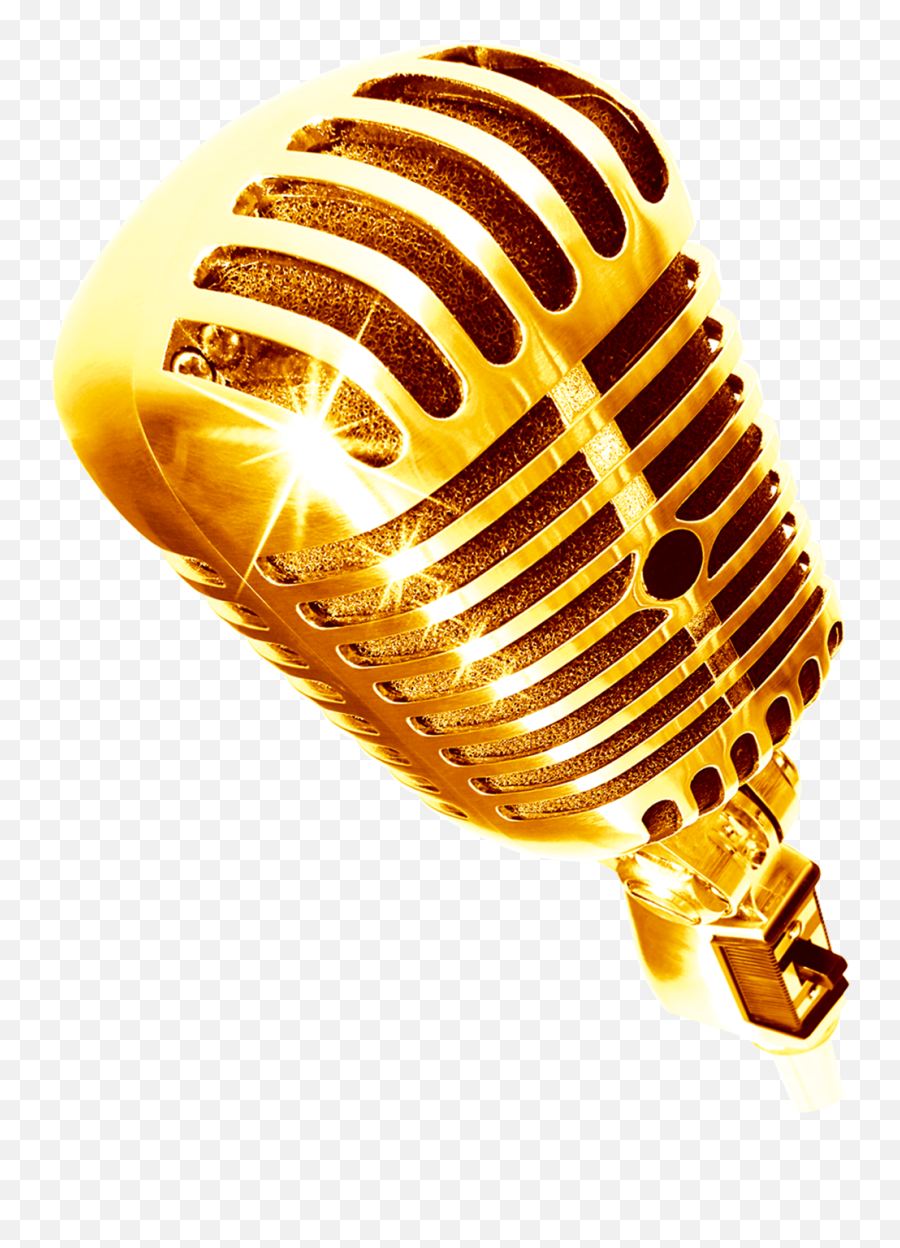 Transparent Background Microphone Clipart - Transparent Background Gold Mic Png Emoji,Mic Emoji Png