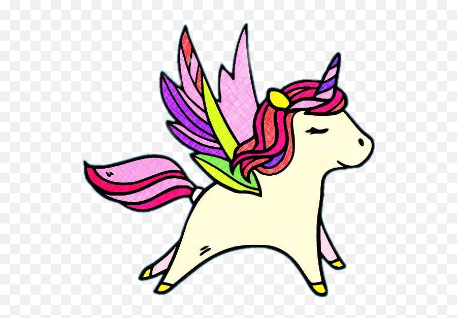 Unicorn Pegaso Pegasus Unicornio Rainbow Arcoiris Alas - Unicorn Pegusus Line Drawing Emoji,How To Draw A Emoji Unicorn