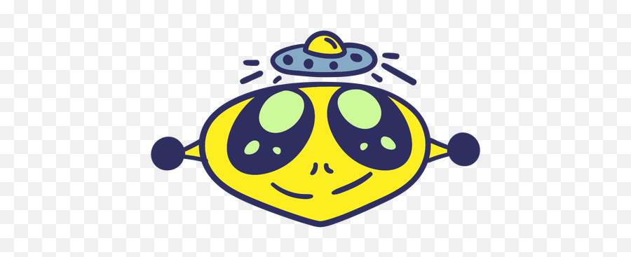 Aliens Head Happy Ufo Colorful Stroke - Smiley Emoji,Alien Head Emoticon Meaning