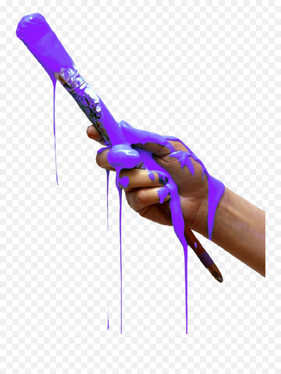 Purple Paint Brush Hand Art Painting - Paint Brush With Purple Paint Emoji,Emoji Paint Brush