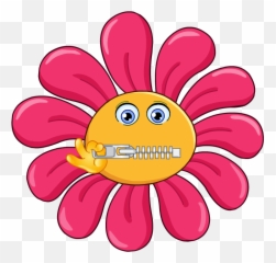 Clip Art Zipped Lips - Cartoon Flower Emoji,Zipped Emoji