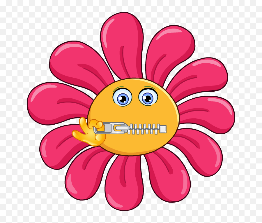 Clip Art Zipped Lips - Cartoon Flower Emoji,Zipped Emoji