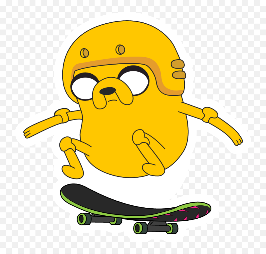 Adventure Time Jake Skating In 2020 Jake Adventure Time - Adventure Time Jake Skateboarding Emoji,Skateboarding Emoji
